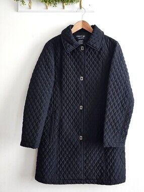 Nordic Lights Women’s Small Black Quilted Long Coat Jacket Missing Hood